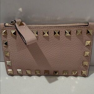 Valentino Garavani Studded Pink Leather Clutch